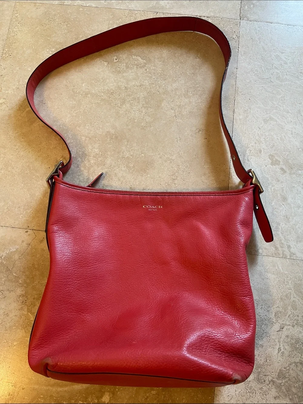Coach Red Leather Crossbody Shoulder Bag